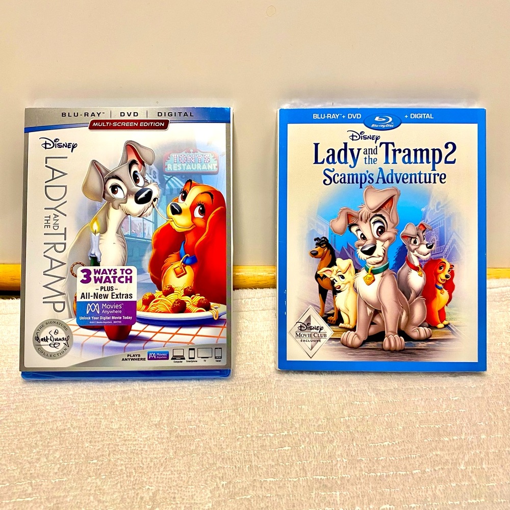 Pack Disney Blu-ray DVD Lot Lady and the Tramp (NEW) Lady and the Tramp 2 (NEW)